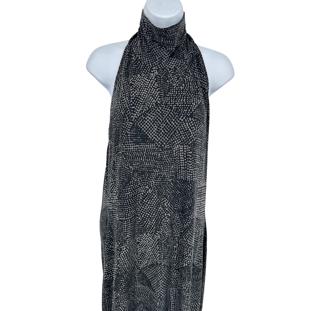 KamaliKulture Dress XL Black Grey Halter Turtleneck Backless Maxi Gown Slit - Picture 3 of 11